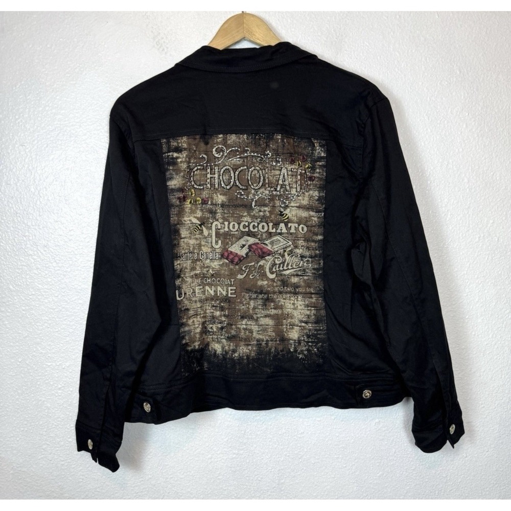 Cactus Chocolate Jacket Women's Large Black Rhinestones Chocolat Bees Cotton USA